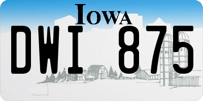 IA license plate DWI875