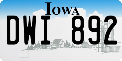 IA license plate DWI892