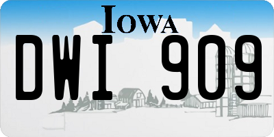 IA license plate DWI909