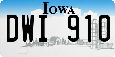 IA license plate DWI910