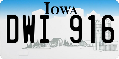 IA license plate DWI916