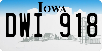 IA license plate DWI918