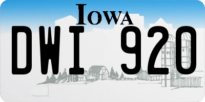 IA license plate DWI920