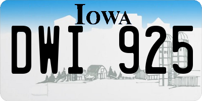 IA license plate DWI925