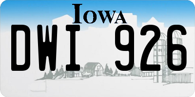 IA license plate DWI926