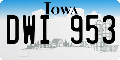 IA license plate DWI953