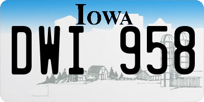 IA license plate DWI958