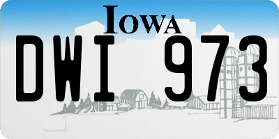 IA license plate DWI973