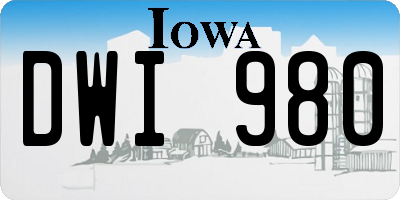 IA license plate DWI980