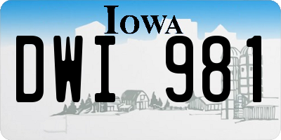 IA license plate DWI981