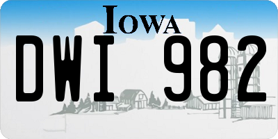 IA license plate DWI982