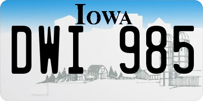 IA license plate DWI985