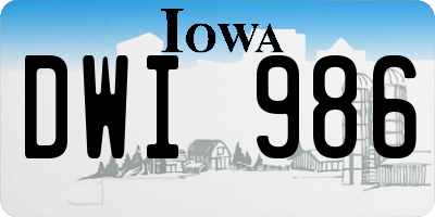 IA license plate DWI986