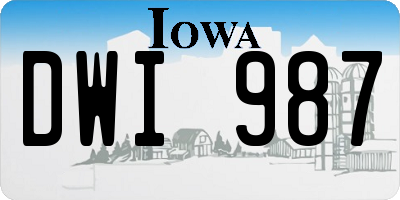 IA license plate DWI987