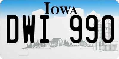 IA license plate DWI990