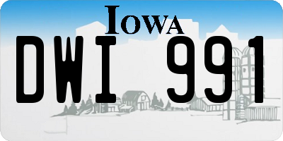 IA license plate DWI991