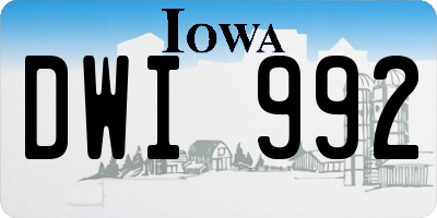 IA license plate DWI992