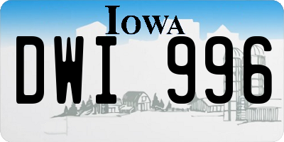 IA license plate DWI996