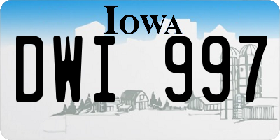 IA license plate DWI997
