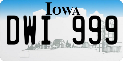 IA license plate DWI999