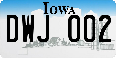 IA license plate DWJ002