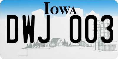 IA license plate DWJ003