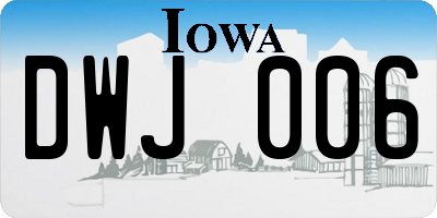 IA license plate DWJ006