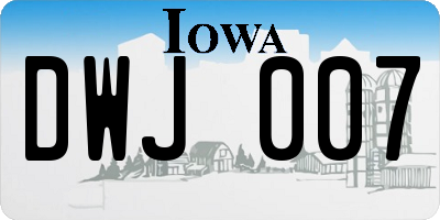 IA license plate DWJ007
