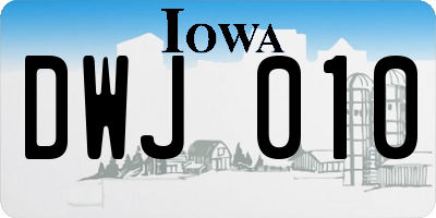 IA license plate DWJ010