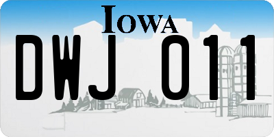 IA license plate DWJ011