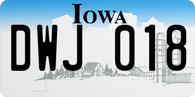 IA license plate DWJ018