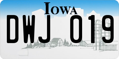 IA license plate DWJ019