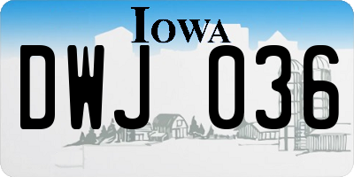 IA license plate DWJ036