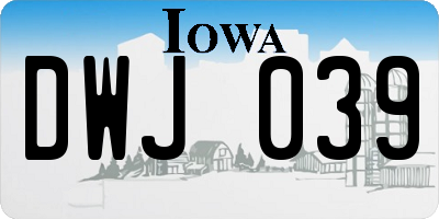 IA license plate DWJ039