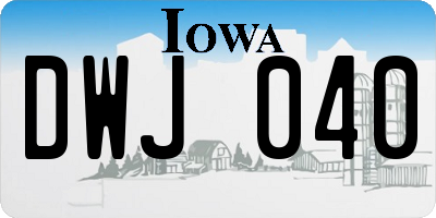 IA license plate DWJ040