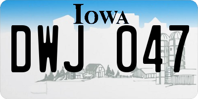 IA license plate DWJ047