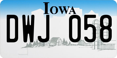IA license plate DWJ058
