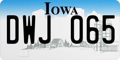 IA license plate DWJ065