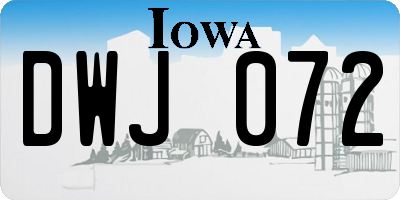 IA license plate DWJ072
