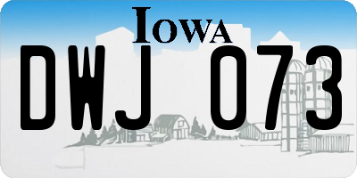 IA license plate DWJ073