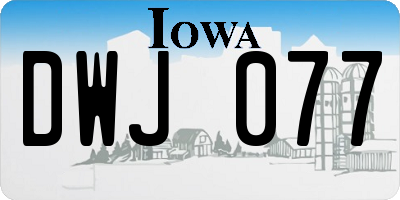 IA license plate DWJ077