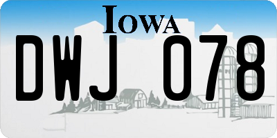 IA license plate DWJ078