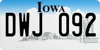 IA license plate DWJ092