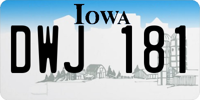 IA license plate DWJ181