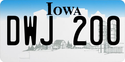 IA license plate DWJ200