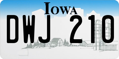 IA license plate DWJ210