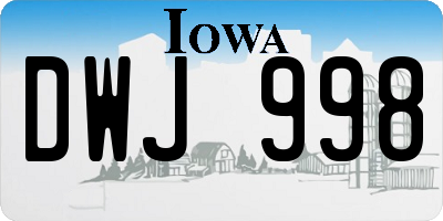 IA license plate DWJ998