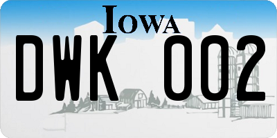 IA license plate DWK002