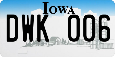 IA license plate DWK006