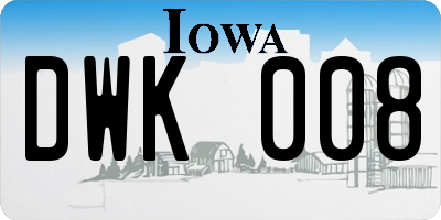 IA license plate DWK008